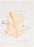 Maria Lassnig, Ich von einer Fliege umkreist. (Me, Encircled by a Fly.), 1990-1999, chalk and watercolour on paper