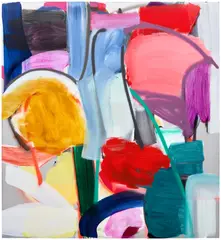 Lilian Tomasko, Portrait of the Self (holding up the middle), 2022, acrylic and acrylic spray paint on aluminium