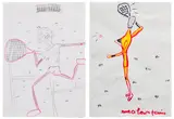 Rose Wylie, Two works: (i-ii) Untitled, (i) graphite, colour pencil and paper collage on paper (ii) felt tip and paper collage on paper