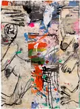 Daniel Crews-Chubb, Zumbi and Belfie (split), 2016, acrylic, ink, spray paint and charcoal on collaged paper​