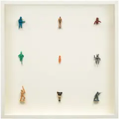 Tony Cragg, Street Life, 1982, plastic figures and plastic string laid down on card, in artist's frame