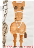 Rose Wylie, Zebra and Horse, 2009, watercolour and paper collage on paper