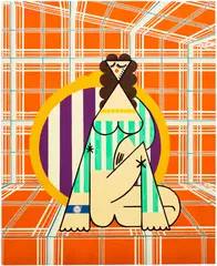 Farah Atassi, Seated Woman, 2020, oil and enamel on canvas