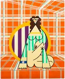 Farah Atassi, Seated Woman, 2020, oil and enamel on canvas