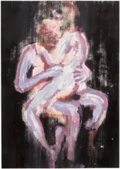 Jonathan Wateridge, Two Figures, 2022, oil on paper
