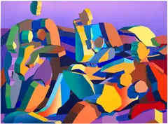Jonathan Chapline, Three figures, 2019, acrylic and Flashe on panel