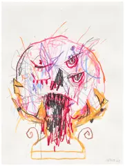 Robert Nava, Crystal Ball Face Punch, 2020, colour pencil, pencil and crayon on paper
