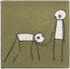 Stik, Untitled, 2008, acrylic on t-shirt mounted on board