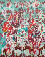 Roya Akhavan, The Marvellous Plunge, 2009, fabric collage and acrylic on linen