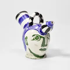 Pablo Picasso, Pichet à glace (Ice-Pitcher) (A.R. 143), 1952, White earthenware turned pitcher painted in colours, engraved and with partial brushed glaze