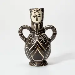 Pablo Picasso, Vase deux anses hautes (Vase With Two High Handles) (A.R. 213), 1953, White earthenware turned vase painted in colours, engraved and with partial brushed glaze