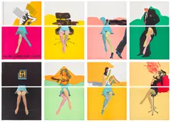 Allen Jones, Life Class (L. & L. 48a-g), 1968, The complete set of 14 lithographs in colours, forming seven images, each on two abutting sheets of J. Green Imperial waterleaf paper, the full sheets loose (as issued), with similarly divided title page and colophon, all contained in plastic sleeves hinged into the original red portfolio box and slipcase with printed artist's name and title