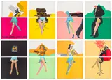 Allen Jones, Life Class (L. & L. 48a-g), 1968, The complete set of 14 lithographs in colours, forming seven images, each on two abutting sheets of J. Green Imperial waterleaf paper, the full sheets loose (as issued), with similarly divided title page and colophon, all contained in plastic sleeves hinged into the original red portfolio box and slipcase with printed artist's name and title