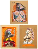 Portraits imaginaire (Imaginary Portraits): three prints by Pablo Picasso, 1969, Three offset lithographs in colours, on Arches paper, the full sheets, sold Jan 2026