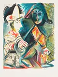 Pierrot et arlequin (Pierrot and Harlequin) (see Czw. 437) by Pablo Picasso, 1972, Offset lithograph in colours, on Arches paper, with full margins, sold Jan 2026
