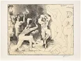 Pablo Picasso, La danse des faunes (The Dance of Fauns) (Bl. 830, M. 291), 1957, Lithograph in black and ochre, on wove paper, with full margins
