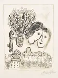 Marc Chagall, Double visage gris (Grey Double Portrait) (M. 732), 1974, Lithograph, on Japon nacré paper, with full margins