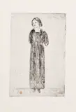 Edvard Munch, Kvinne i mørk Kjole (Young Woman in Dark Dress) (W. 432), 1913, Drypoint, on Japan paper, with full margins