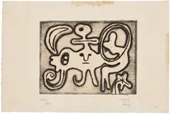 Joan Miró, Femme et oiseau devant la lune (Woman and Bird in Front of the Moon), from Laurels Number One (D. 51), 1947, Etching, on wove paper, with margins