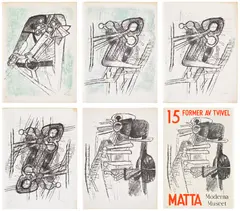 Roberto Matta, Onze formes du doute (Eleven Forms of Doubt): six prints (see S. 39; 40; 41), 1959, Five lithographs (two in colours), on Van Gelder Zonen paper, the full sheets, with one lithographic exhibition poster