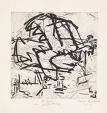 Frank Auerbach, Trees at Tretire I (H. 7), 1975, Etching and screenprint, on Medway handmade paper, with full margins