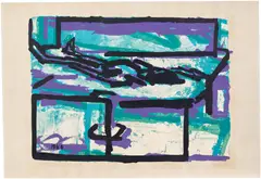 Frank Auerbach, Reclining Figure I, from Heads and Figures, 1966, Screenprint in colours, on wove paper, with full margins