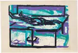 Frank Auerbach, Reclining Figure I, from Heads and Figures, 1966, Screenprint in colours, on wove paper, with full margins