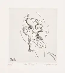 Frank Auerbach, Joe Tilson, from Six Etchings of Heads (H. 9), 1980, Etching, on Arches paper, with full margins