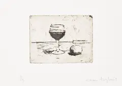 Euan Uglow, Wineglass, 1960, Etching, on wove paper, with full margins