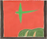 Peter Kinley, Green Parrot, 1977, Unique gouache painting with graphite, on thin wove paper