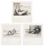 Henry Moore, The Reclining Figure: three plates (C. 472; 475; 476), 1977-78, Three etchings, one with aquatint, on handmade Richard de Bas paper, with full margins
