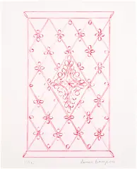 Where I Live (MoMA 519) by Louise Bourgeois, 2007, Drypoint in red, on handmade wove paper watermarked LB , with full margins, sold Jan 2026