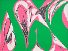 Lee Krasner, Free Space (Pink), from An American Portrait 1776-1976, Volume 3 (L. 560-3), 1975, Screenprint in colours with collage, on Arches paper, the full sheet