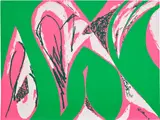 Lee Krasner, Free Space (Pink), from An American Portrait 1776-1976, Volume 3 (L. 560-3), 1975, Screenprint in colours with collage, on Arches paper, the full sheet