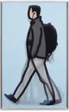 Julian Opie, Student, from Walking in London 1 (C. 262), 2013, Lenticular acrylic panel comprised of four inkjet prints in colours, printed directly onto 20 lpi lenticular animating lenses, mounted to Dibond (as issued)