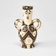 Pablo Picasso, Vase deux anses hautes (Vase With Two High Handles) (A.R. 141), 1952, White earthenware turned vase painted in colours, engraved and with partial brushed glaze