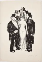 Edvard Munch, The Alley (Smuget, Die Gasse) (W. 43, S. 36), 1895, Lithograph, on lightweight greyish wove paper, with wide margins