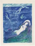 Marc Chagall, So I Came Forth of the Sea and Sat Down on the Edge of an Island in the Moonshine..., plate 5 from Four Tales from the Arabian Nights (M. 40, see C. Bks. 18)