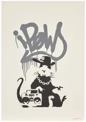 Banksy, Gangsta Rat (Dark Grey), 2004, Screenprint in colours, on wove paper, with full margins