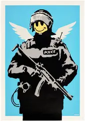 Banksy, Flying Copper, 2004, Screenprint in colours, on wove paper, the full sheet
