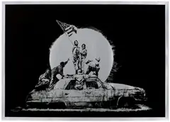 Flag (Silver) by Banksy, 2006, Screenprint, on silver Chromolux paper, with full margins, sold Jun 2026