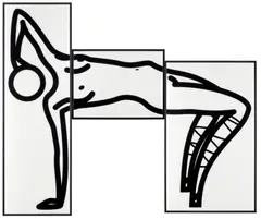 Julian Opie, This is Shahnoza in 3 Parts (1) (C. 127), 2008, Flocking adhesive screenprinted on 3mm white Plexiglas acrylic, with hand-flocked black nylon, in three panels
