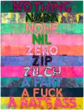 Mel Bochner, Nothing, 2015, Unique monoprint with collage, engraving, embossing and oil paint in colours, on handmade and hand-dyed Twinrocker paper, the full sheet