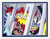 Roy Lichtenstein, Reflections on Crash, from Reflections Series (C. 239), 1990, Lithograph, screenprint and relief print in colours with collage of metallised and embossed PVC, on Somerset paper, with full margins