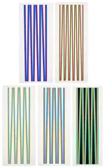 Bridget Riley, Untitled (Elongated Triangles) (S. 10-14, T. & G. 11-15), 1971, The complete series of five screenprints in colours, on wove paper, with full margins