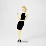 Alex Katz, Black Dress 8 (Ruth), from Black Dress (cutout edition) (S. 671), 2018, Shaped aluminium multiple with archival inkjet print in colours on both sides, mounted on a polished stainless steel base