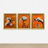 Francis Bacon, Three Studies for Figures at the Base of a Crucifixion (Q9), 1944/2025, The complete set of three giclée prints in colours, flush-mounted to aluminium with metal strainer on the reverse (as issued)