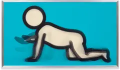 Dino Crawling (C. 170) by Julian Opie, 2012, Lenticular acrylic panel comprised of four inkjet prints in colours, printed directly onto 20 lpi lenticular animating l, sold Sep 2026