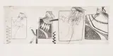 David Hockney, Three Kings and a Queen (S.A.C. 7, M.C.A.T. 7), 1961, Etching and aquatint, on handmade paper, with full margins