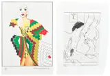 Allen Jones & David Hockney, The Erotic Arts (Collectors' Edition), 1975, The complete set of one lithograph in colours and one etching, the sheets tipped-in (as issued), with title page and text by Peter Webb, all contained in the original green leather boards with gold printed title and author's name on the spine and green cloth-covered slipcase